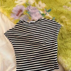 Zara Black and White Striped Women's Top